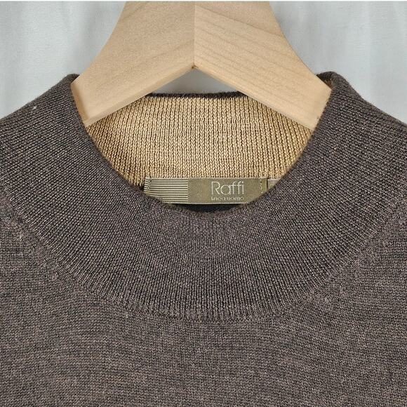RAFFI Men's Brown 100% Extra Fine Marino Wool Sweater Size XL/54 - Picture 5 of 13
